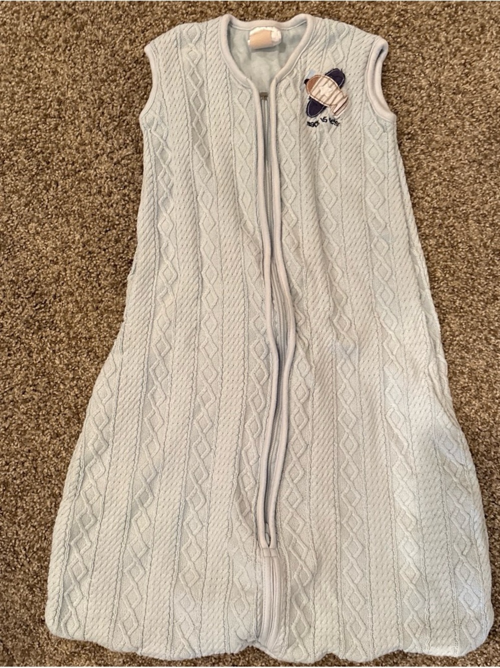 HALO Light Blue Cable Knit Zip Baby Sleep Sack